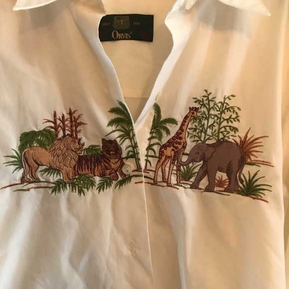 White animal print button down - Picture 5 of 6